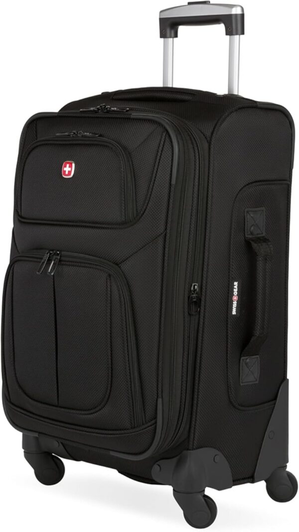 SwissGear Sion Softside Expandable Luggage, Black, Checked-Medium 25-Inch - Image 2