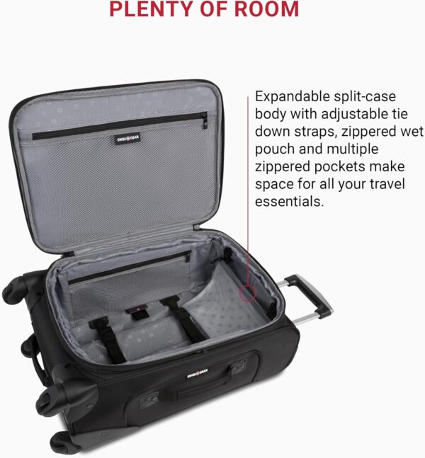 SwissGear Sion Softside Expandable Luggage, Black, Checked-Medium 25-Inch - Image 6