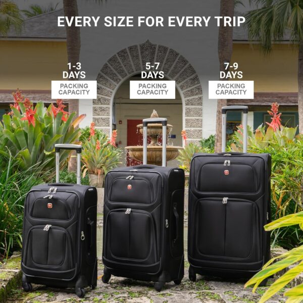 SwissGear Sion Softside Expandable Luggage, Black, Checked-Medium 25-Inch - Image 7