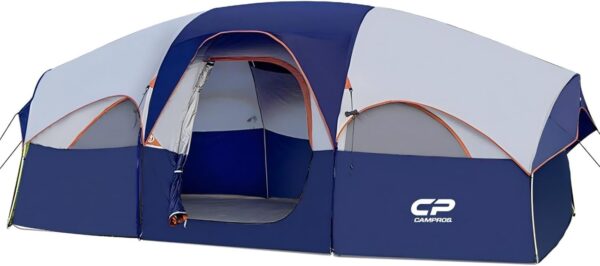 CAMPROS CP Tent 8 Person Camping Tents, Weather Resistant Family Tent, 5 Large Mesh Windows, Double Layer, Divided Curtain for Separated Room, Portable with Carry Bag - Image 2