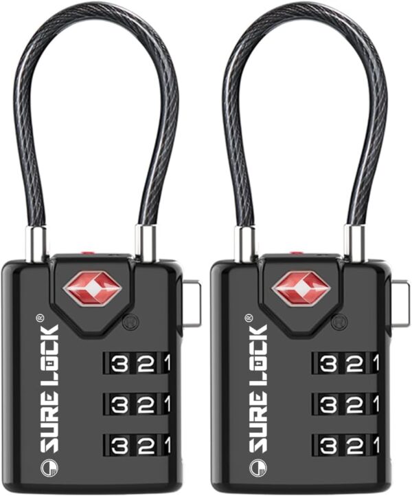 SURE LOCK TSA Compatible Travel Luggage Locks, Inspection Indicator, Easy Read Dials - 2 pack - Image 2