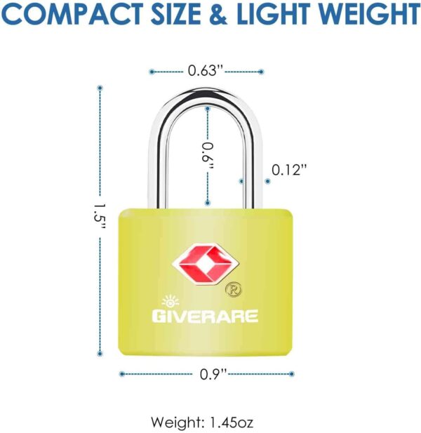 4 Pack TSA Approved Travel Luggage Locks with Keys, Solid Brass Copper Keyed Padlock, ABS Plastic Covered Small Locks for Suitcase, Backpack, Gym Locker, Jewelry Box-by GIVERARE - Image 3