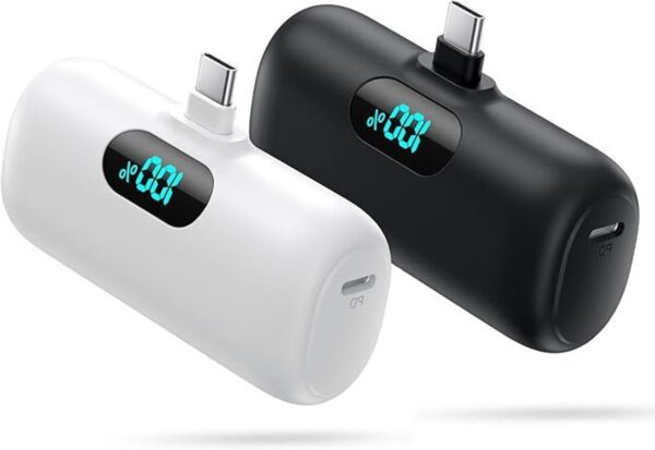 [2 Pack] Samll Portable Charger for iPhone 16/15 Series, 5000mAh 3A PD USB C Power Bank, Mini LCD Display Battery Pack Compatible with iPhone 16/16 Plus/16 Pro/15 Pro Max,Samsung,Android/Moto/LG etc - Image 2