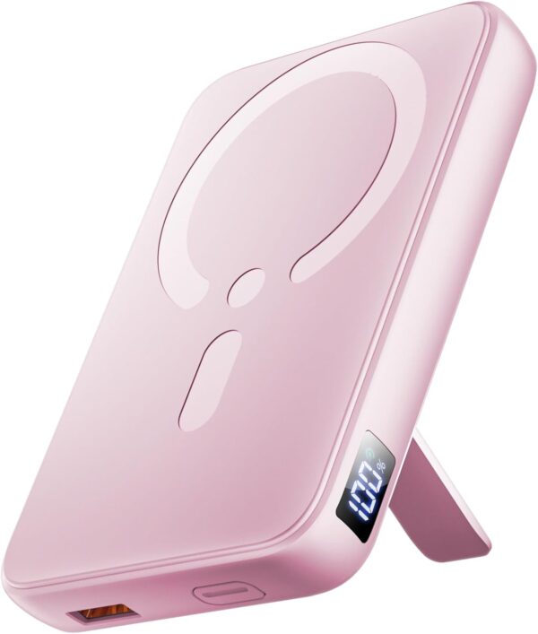 for Magsafe Portable Charger, 12000mAh Wireless Magnetic Power Bank with Stand and PD 20W Fast Charging, for Magsafe Battery Pack Compatible with iPhone 16/15/14/13/12 Series- Sakura - Image 2