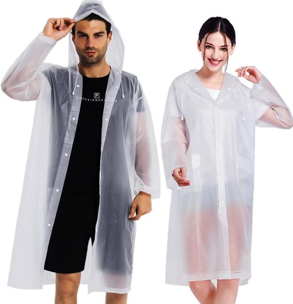 Rain Coats (2 Pack) - Reusable EVA Rain Ponchos For Adults Rain Jackets Raincoats For Men Women - Image 2