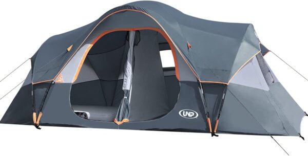 UNP Camping Tent 10-Person-Family Tents, Parties, Music Festival Tent, Big, Easy Up, 5 Large Mesh Windows, Double Layer, 2 Room, Waterproof, Weather Resistant, 18ft x 9ft x78in - Image 2