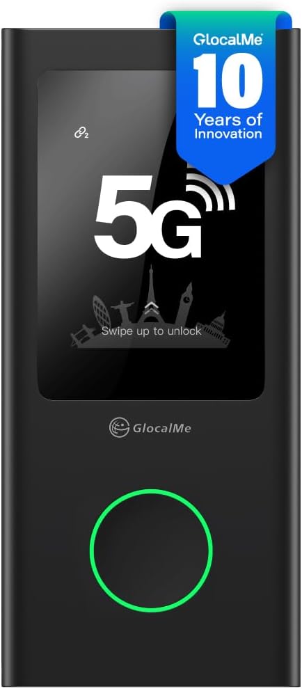 GlocalMe Numen Air 5G Mobile Hotspot, Portable WiFi Hotspot for Travel in 200+ Countries, Ultra High Speed Pocket Hotspot Device with Speed Up to 2.5Gbps, No SIM Card Required, 16 Connected Devices - Image 2