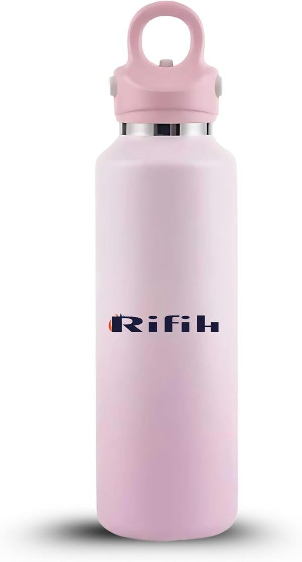 Stainless Steel Insulated Water Bottles 20 oz Metal Water Bottle - AUTOMATIC LID OPENING BY PRESSING WITH TWO FINGERS - Wide-mouth metal insulated bottle for hot and cold drinks. BPA-free. - Image 2