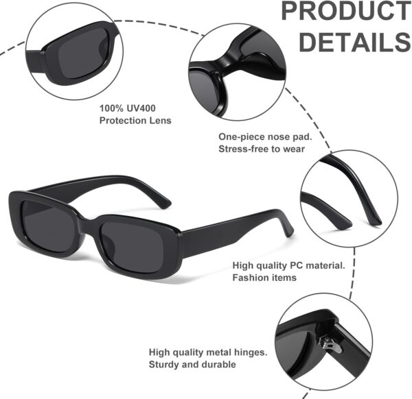 JASPIN Rectangle Sunglasses for Women Men Trendy Y2k Retro 90s Sun Glasses UV400 Protection Cool Square Frame - Image 7