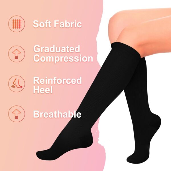 Iseasoo 4 Pairs Compression Socks for Women Circulation-Best Support for Nurses,Running,Athletic,Travel - Image 6