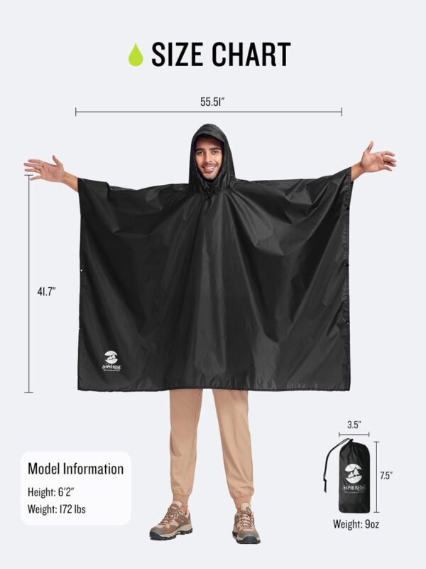 SaphiRose Hooded Rain Poncho Waterproof Raincoat Jacket for Men Women Adults - Image 8