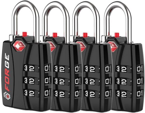 Forge TSA Luggage Combination Lock - Open Alert Indicator, Easy Read Dials, Alloy Body- Ideal for Travel, Lockers, Bags (Black 4PK) - Image 2