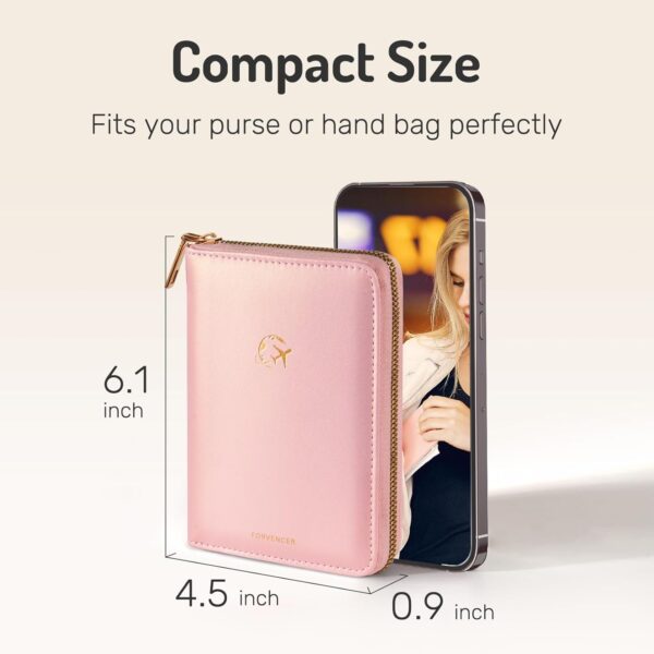 Forvencer Passport Holder Cover with Safe Zipper Closure, Premium Passport Wallet for Travel, Cute RFID Blocking Card Case, Waterproof Travel Accessories for Women, Black - Image 5
