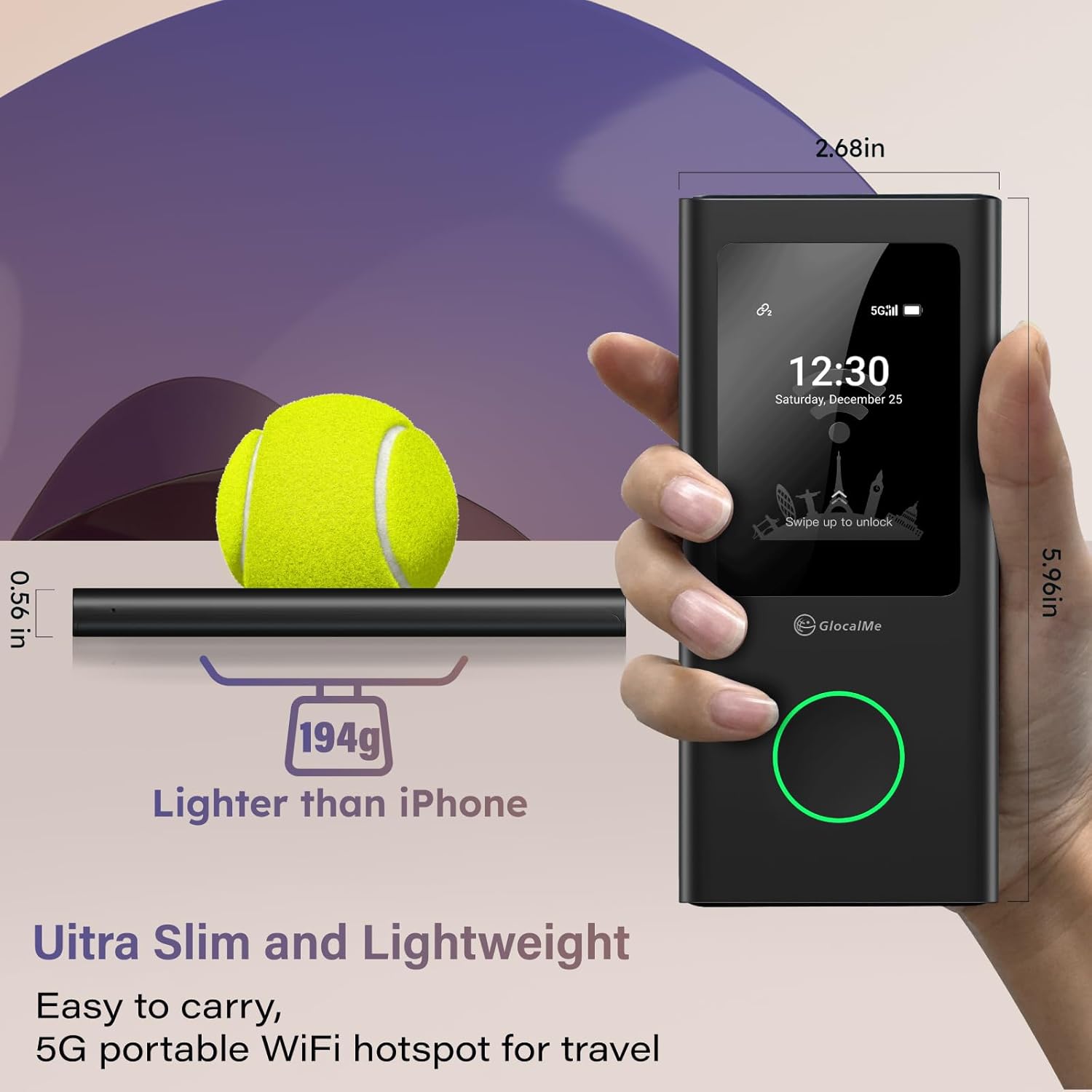 GlocalMe Numen Air 5G Mobile Hotspot, Portable WiFi Hotspot for Travel in 200+ Countries, Ultra High Speed Pocket Hotspot Device with Speed Up to 2.5Gbps, No SIM Card Required, 16 Connected Devices - Image 10
