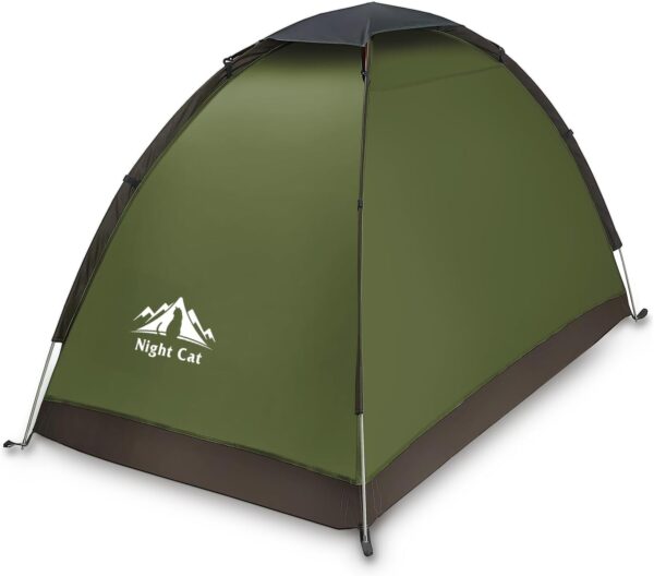 Night Cat Backpacking Tent for One 1 to 2 Persons Lightweight Waterproof Camping Hiking Tent for Adults Kids Scouts Easy Setup Single Layer 2.2x1.2m - Image 8