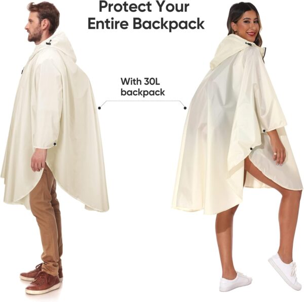 PTEROMY Hooded Rain Poncho for Adult with Pocket and Zipper, Waterproof Lightweight Raincoat for Men and Women - Image 4