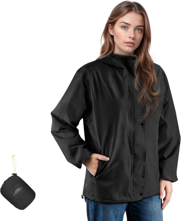 SOPPY Rain Jacket Women Waterproof Jacket With Hood Lightweight Raincoat with Pockets Windbreaker Breathable Rain Coats - Image 2