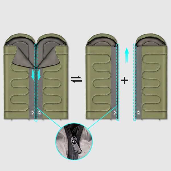 Night Cat Camping Sleeping Bag for Adults 3 Seasons Portable Lightweight Backpacking Hiking Traveling Indoor Outdoor Temperature 5-15℃ 2.6x6.3ft Switch to a Quilt or Blanket - Image 3