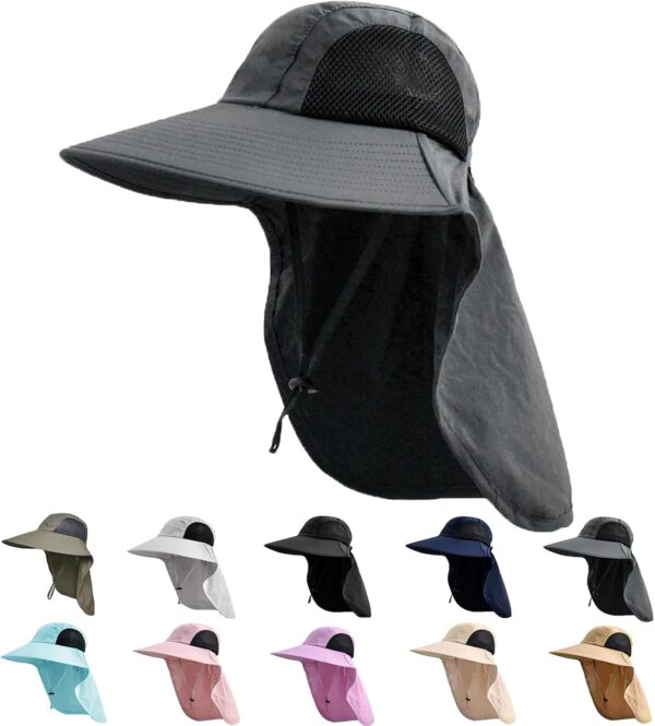 Sun Hat for Men Women with Neck Flap,UPF 50+ UV Protective Hiking Fishing Hats,Wide Brim Sun Hat for Women&Men - Image 2