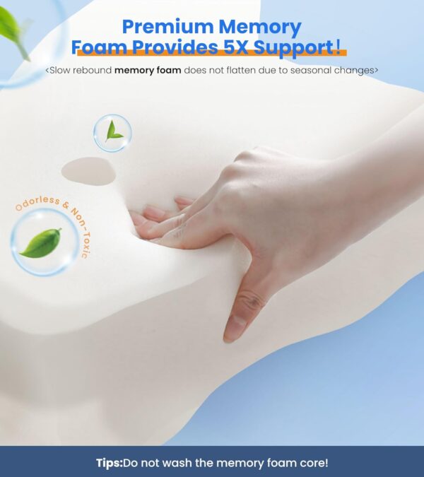 Ultra Pain Relief Cooling Pillow for Neck Support, Adjustable Cervical Pillow Cozy Sleeping, Odorless Ergonomic Contour Memory Foam Pillows, Orthopedic Bed Pillow for Side Back Stomach Sleeper - Image 7