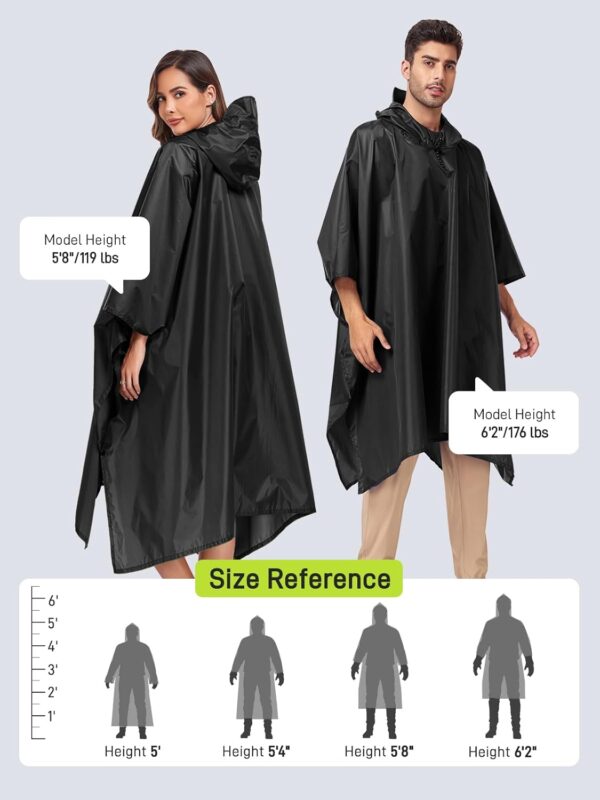 SaphiRose Hooded Rain Poncho Waterproof Raincoat Jacket for Men Women Adults - Image 3