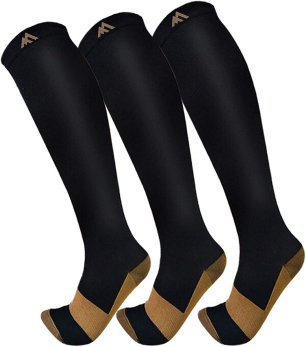 FuelMeFoot 3 Pack Copper Compression Socks - Compression Socks Women & Men Circulation - Best for Medical,Running,Athletic - Image 2