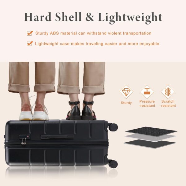 Sweetcrispy Carry on Luggage,Hard Shell Expandable Double Spinner Rolling Wheels Suitcase,TSA Lock, Bronze Black, 20 Inch - Image 4