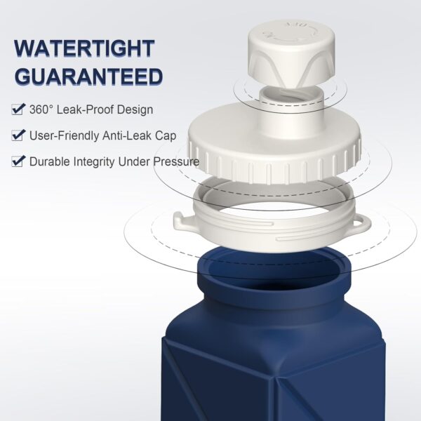 Collapsible Water Bottles 20.6oz, Silicone Foldable Portable Travel Water Bottle, Lightweight Reusable Leakproof for Traveling Camping Hiking Cycling Yoga Sports Outdoor, 1 Pack (Dark Blue) - Image 5