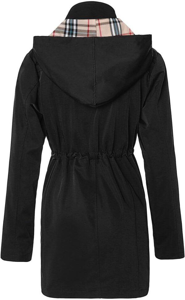 SaphiRose Women's Long Hooded Rain Jacket Outdoor Raincoat Windbreaker - Image 3