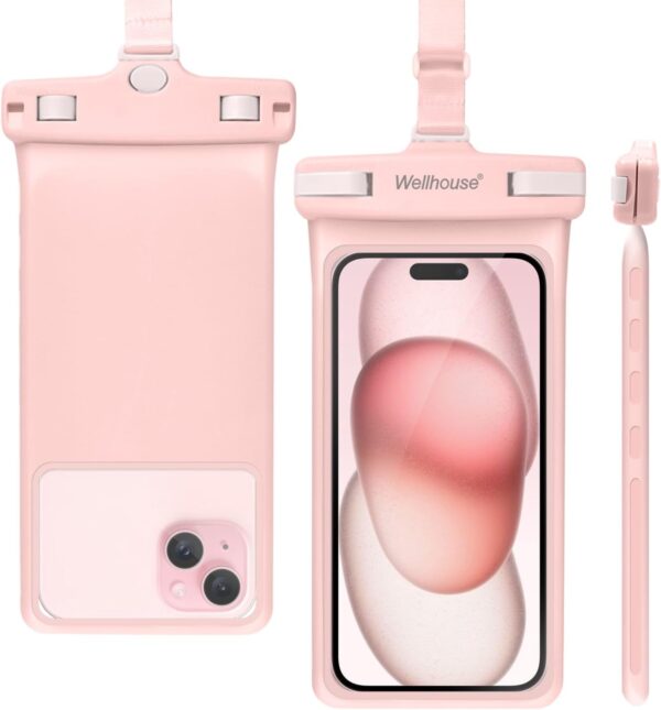 wellhouse Waterproof Phone Pouch, Waterproof Phone Case for iPhone 16 15 14 13 12 Pro Max XS Samsung, IPX8 3D Cellphone Dry Bag Beach Essentials (1 Pack - Pink7.0, 7 inch) - Image 2