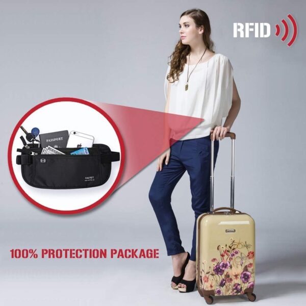 DAITET Money Belt - Passport Holder Secure Hidden Travel Wallet with RFID Blocking, Undercover Fanny Pack (Black) - Image 7