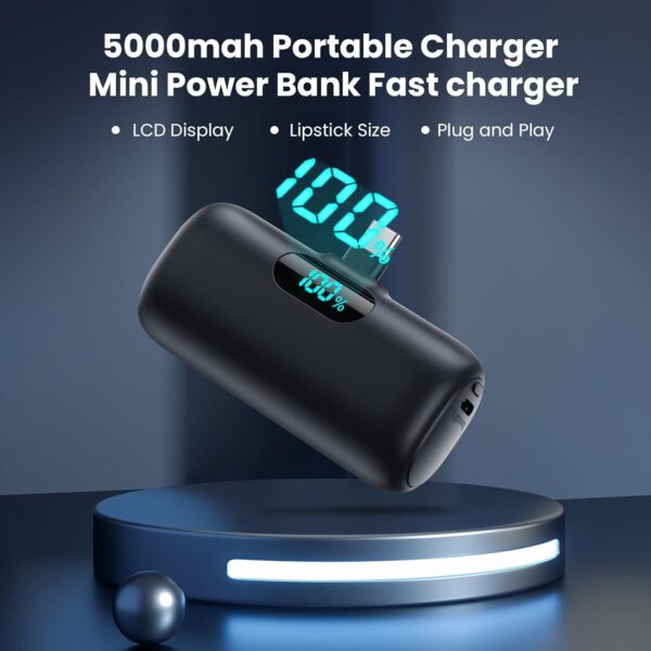 [2 Pack] Samll Portable Charger for iPhone 16/15 Series, 5000mAh 3A PD USB C Power Bank, Mini LCD Display Battery Pack Compatible with iPhone 16/16 Plus/16 Pro/15 Pro Max,Samsung,Android/Moto/LG etc - Image 7