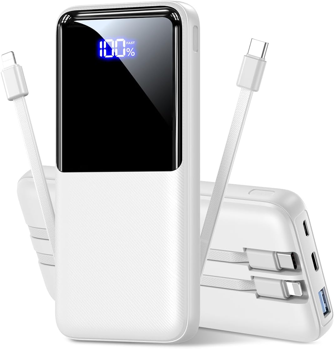 Portable Charger Power Bank - 15000mAh Battery Pack Portable Phone Charger with Built in Cables 22.5W Fast Charging Powerbank Compatible with iPhone Android Samsung Phone, Travel Camping Essential - Image 2