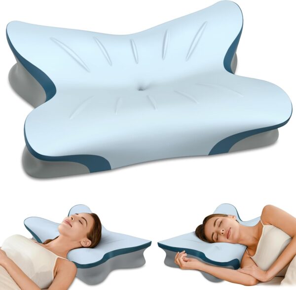 Cervical Pillow for Neck Pain Relief - Ergonomic Neck Pillow for Sleeping Contour Memory Foam Pillows with Cooling Pillowcase, Orthopedic Bed Pillow for Side Back Stomach Sleepers - Image 2