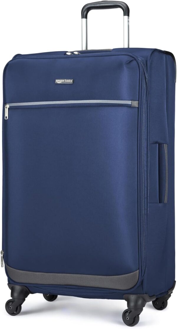 Amazon Basics Luggage, 28" Large Checked Softside Suitcase With Wheels With Four 360-Degree Multi-directional Spinner Wheels Expandable Space Zippered Pocket and Straps, Telescopic Handle, Navy Blue - Image 2