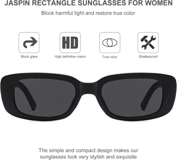 JASPIN Rectangle Sunglasses for Women Men Trendy Y2k Retro 90s Sun Glasses UV400 Protection Cool Square Frame - Image 6