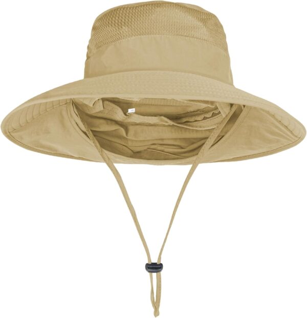 Sun Hats for Men Women Fishing Hat UPF 50+ Breathable Wide Brim Bucket Hats Summer UV Protection Safari Hat with Neck Flap - Image 5