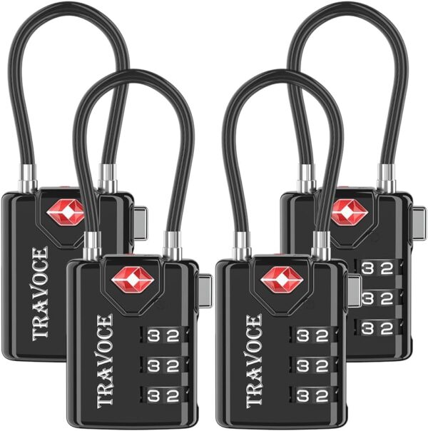 TSA Approved Luggage Locks, Travel Locks Which Also Work Great as Gym Locks, Toolbox Lock, Backpack and More, Black 4 Pack - Image 2