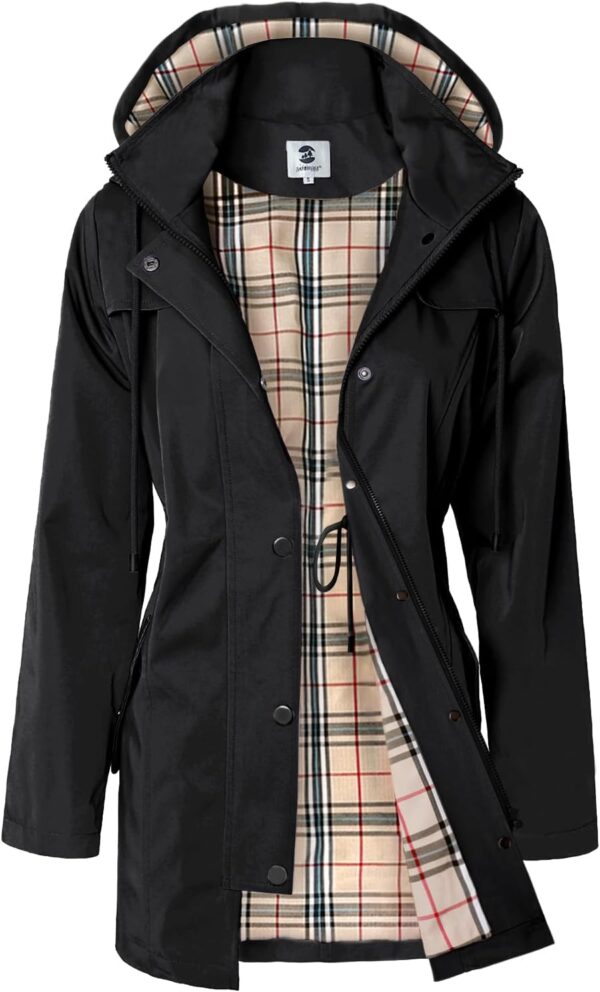 SaphiRose Women's Long Hooded Rain Jacket Outdoor Raincoat Windbreaker - Image 2