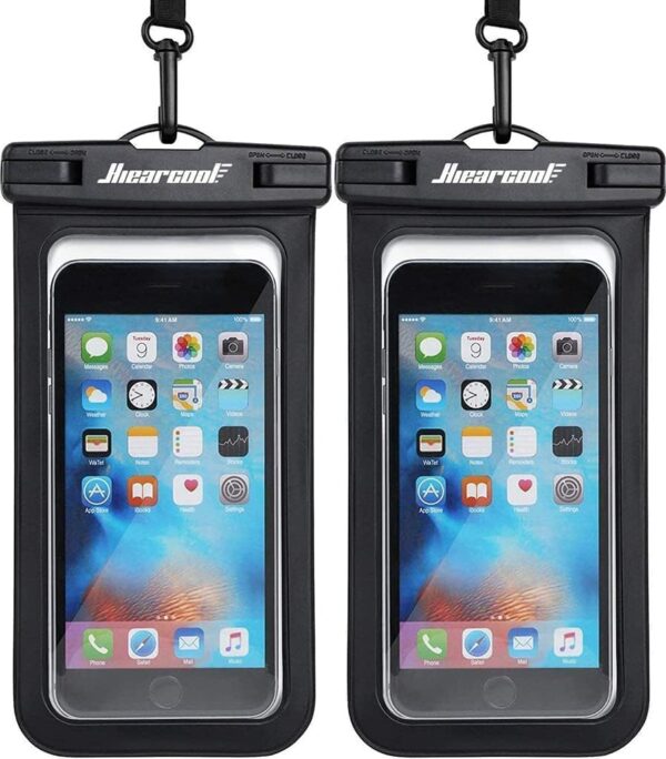 Hiearcool Waterproof Phone Pouch, Universal Case Compatible for iPhone 17 16 15 14 13 Pro Max Plus Up to 8.3", IPX8 Beach Travel Essentials-Black-2 Pack - Image 2