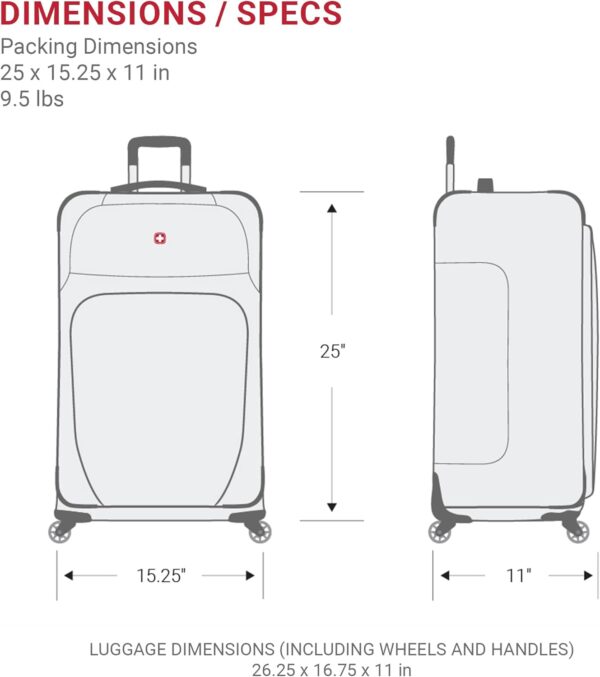 SwissGear Sion Softside Expandable Luggage, Black, Checked-Medium 25-Inch - Image 8