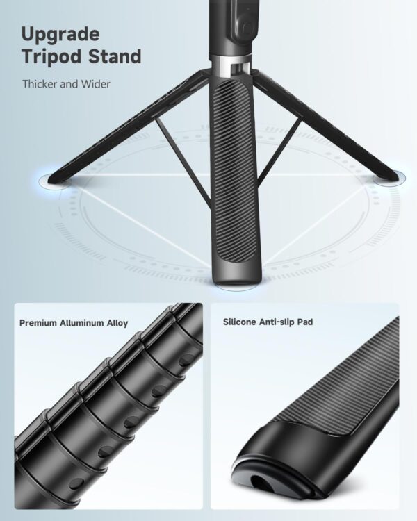 71” Phone Tripod & Selfie Stick, Portable All in One Extendable Cell Phone Tripod Stand, with Wireless Remote Control for iPhone/Samsung/Android/Camera - Image 3