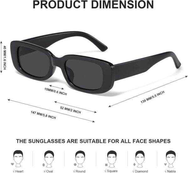 JASPIN Rectangle Sunglasses for Women Men Trendy Y2k Retro 90s Sun Glasses UV400 Protection Cool Square Frame - Image 5