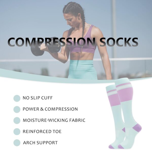 fenglaoda Compression Socks for Women Men 3 Pairs Graduated Compression Support Circulation Socks for Nurses - Image 3