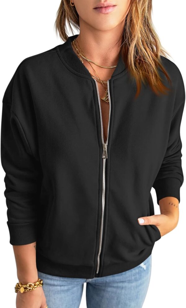 GeGekoko Womens Zip Up Sweatshirts Jackets Long Sleeve Casual Loose Outwear with Pockets - Image 2