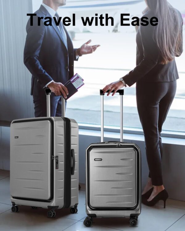 Luggage Sets 2 Pieces, 20 Inch Carry On Luggage and Expandable 28 Inch Checked Luggage with Spinner Wheels, Lightweight ABS+PC Hard Shell Suitcase with Front Opening, TSA Lock (Gray, 20/28) - Image 10