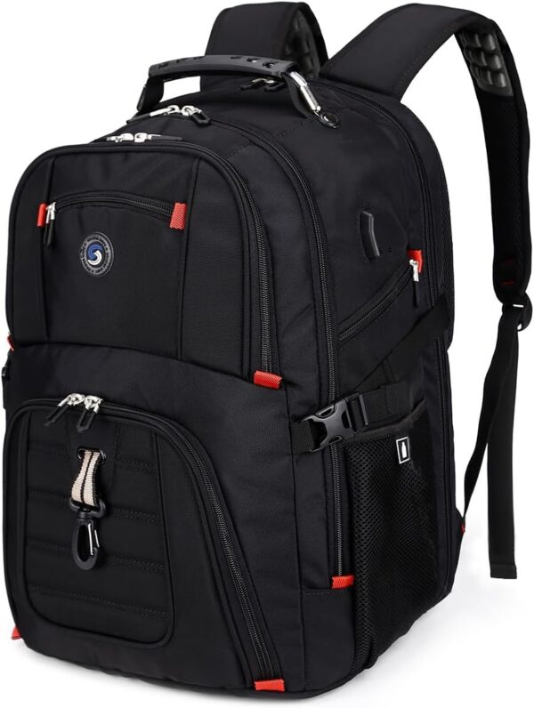 SHRRADOO Extra Large 50L Travel Laptop Backpack with USB Charging Port, College High School Backpack Airline Approved Business Work Bag Fits 17 Inch Computer for Men Women - Image 2