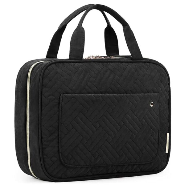 BAGSMART Toiletry Bag Travel Bag with Hanging Hook, Water-resistant Makeup Cosmetic Bag Travel Organizer for Accessories, Shampoo, Full-size Container, Toiletries (Black, Medium) - Image 2