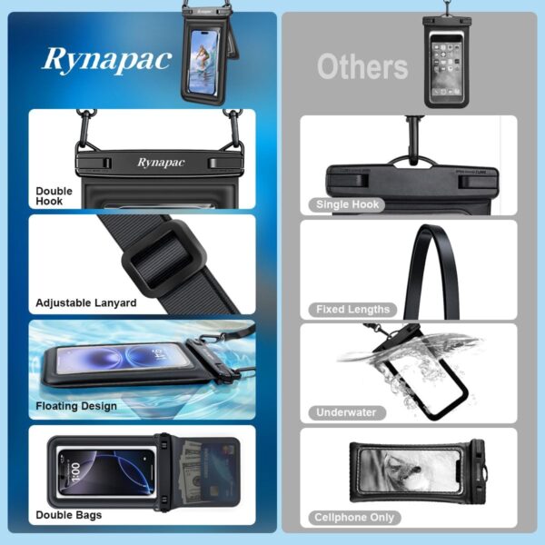 [Up to 8.5''] Floating Waterproof Phone Pouch, Double Bags Waterproof Phone Case with Lanyard for iPhone 16 15 Pro Max, Galaxy S25 S24 Ultra, IPX8 Cellphone Dry Bag Beach Cruise Ship Essentials 2 Pack - Image 7