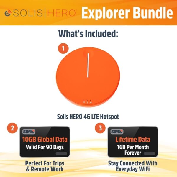 SIMO Solis Hero 4G LTE Hotspot, Includes Lifetime Data (12GB Per Year) and 10GB Global Data, Access Multiple Carriers, Internet in 140+ Countries, No Contract, Mobile Wi-Fi for Travel - Image 10